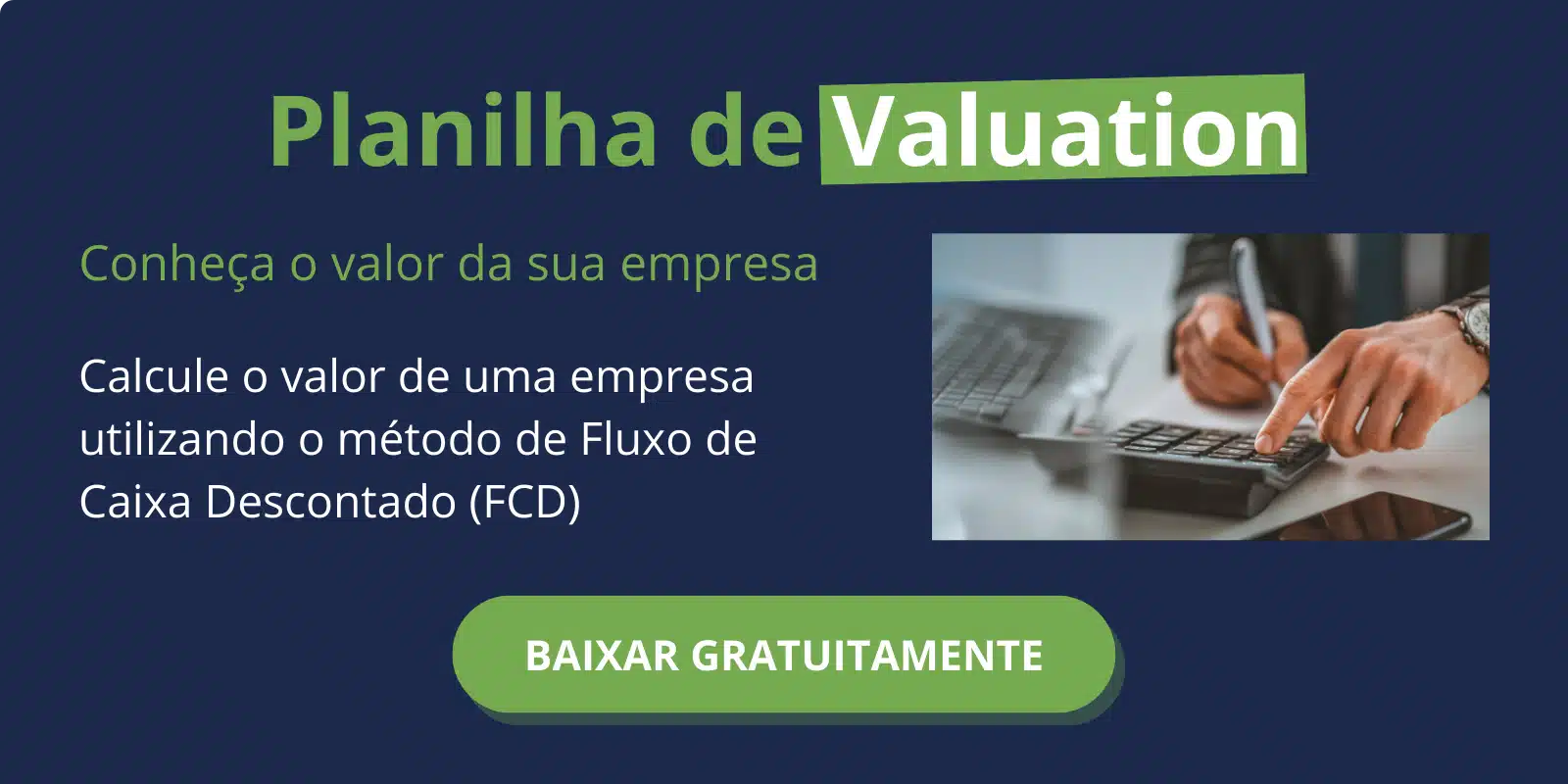 Banner Planilha Valuation Investor Avaliações e custeio por absorção